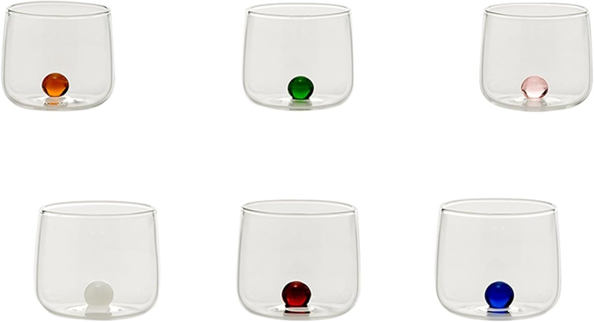 Set van 6 Borosilicaat Glazen voor Likeur met Gekleurde Marmeren Accent