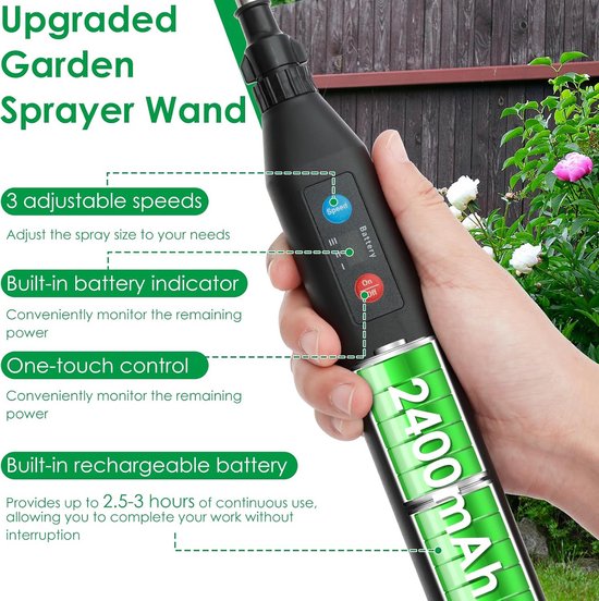 Elektrische Drukspuit op Accu met Verstelbare Sproeikoppen en Telescoopstang voor Tuin en Planten — afbeelding 5