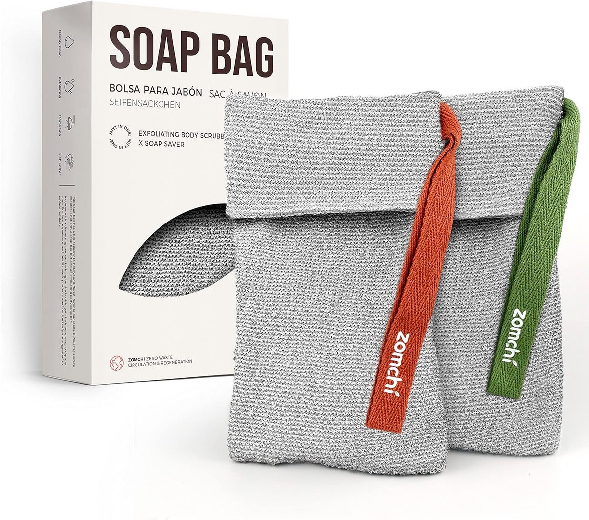 Zeepzakje met trekkoord voor Schuimen en Scrubben - Set van 2 Stuks