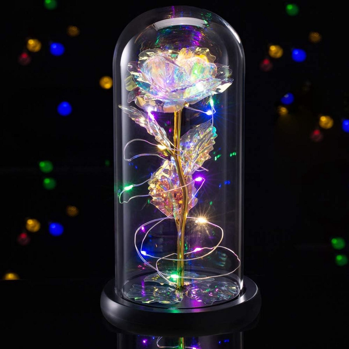 Eeuwige Roos in Glas met LED Verlichting - Romantisch Cadeau voor Vrouwen