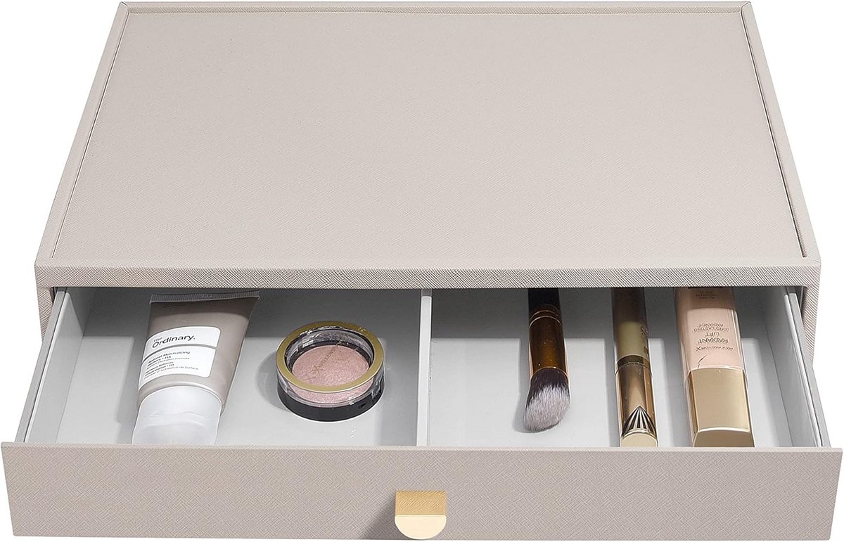 Opbergdoos voor Make-up in Taupe Kleur, Stapelbaar