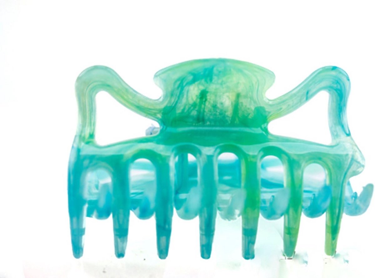 2x Haarklem Groen Blauw Transparant - Stevige Haarspeld voor Dames - Ca. 6 cm