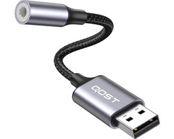 Qost - USB-A 3.0 naar 3.5mm Jack Audio Adapter - External Sound Card - USB (3D) Geluidskaart - Spacegrey - USB 5.1
