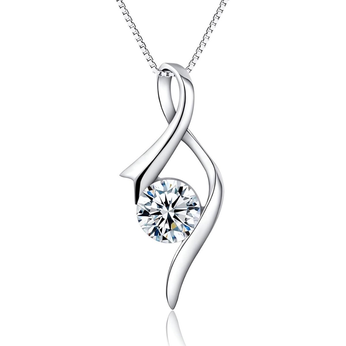 Luxe Dames Ketting Zilver met Zirkonia – S Design Hanger 45 cm – Matthew Studio®