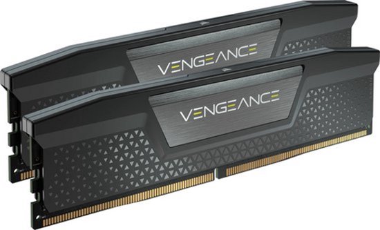 Corsair Vengeance DDR5 RAM-module met grijs en zwart design. Met "VENGEANCE" logo.