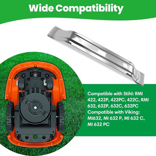 2 stuks Vervangingsmessen - 20 cm - geschikt voor Stihl iMOW RMI 422, 422 P, 422 PC-serie robotmaaiers - ZILVER - Vervangend maaiblad voor robotmaaier van Merkloos	 — afbeelding 5