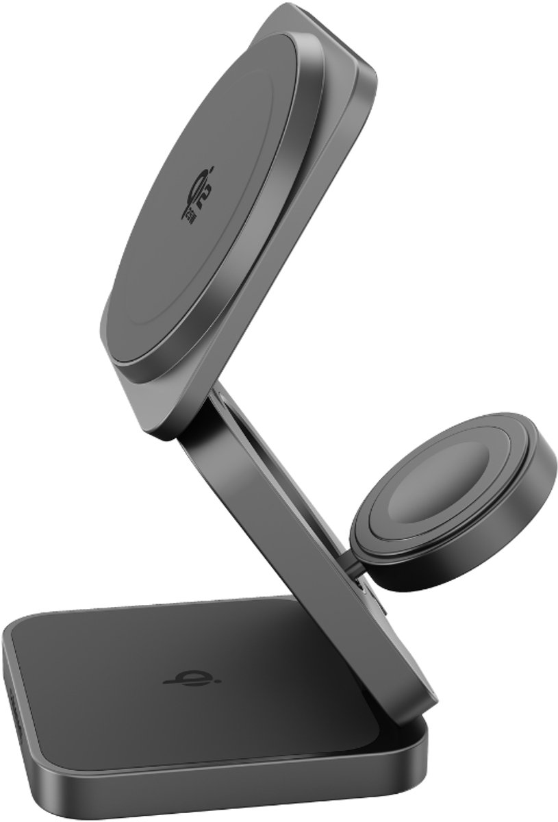 Cubenest SQS312 Pro - 3-in-1 Draadloze Oplader - 35 W Snellader - Qi2.2 Oplaadstation - Opvouwbaar - Geschikt voor Samsung en Apple smartphones - Buds en Airpods - Galaxy Watch - grijs – foto 3