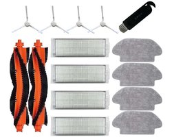 Accessoires Geschikt voor Xiaomi Vacuum-Mop 2S Robotstofzuiger S12 S10 Mop Pro XMSTJQR2S: 4 dweilpads/reinigingspads, 4 filters, 4 zijborstels