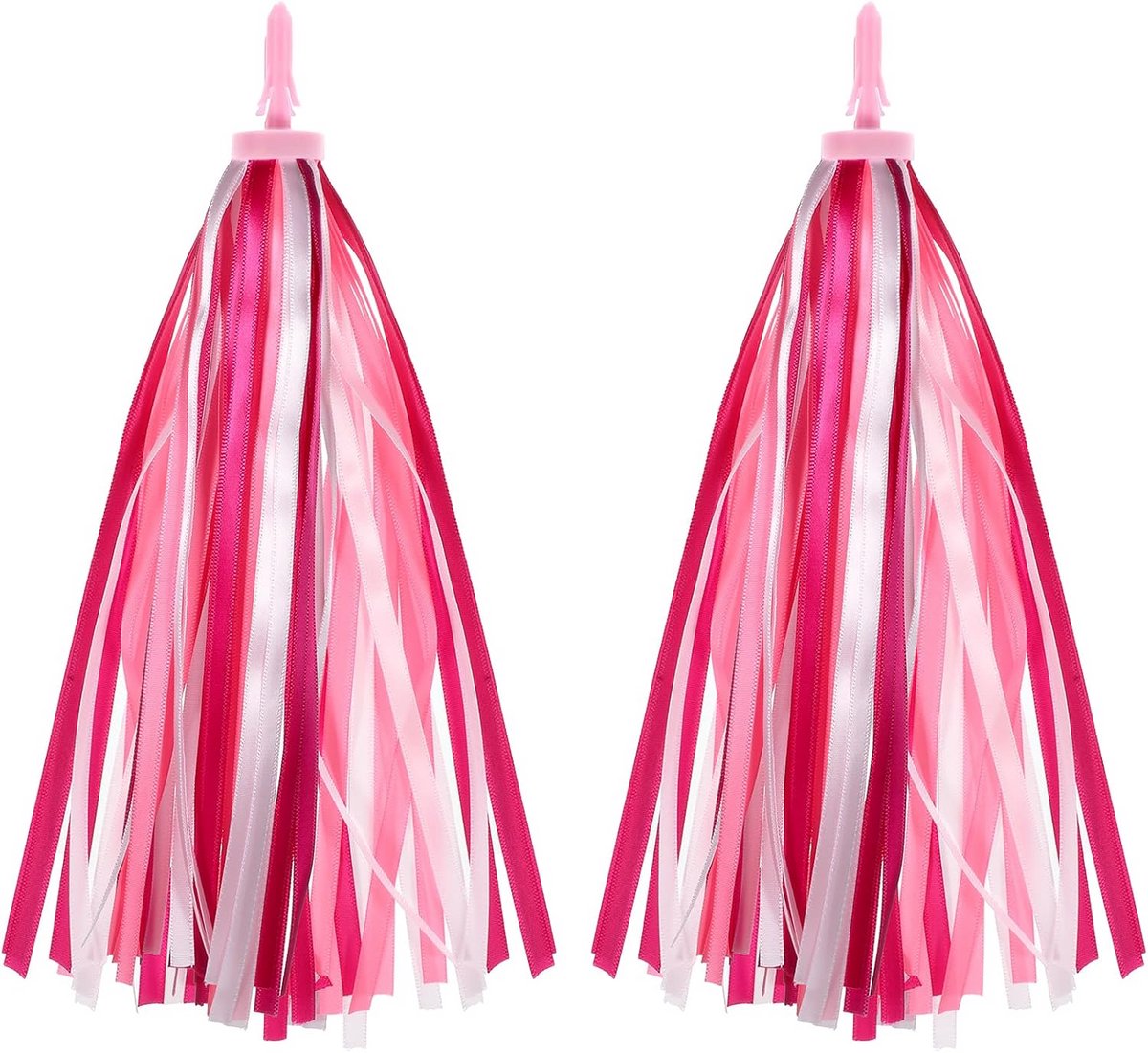 2 Stuks Kinderfiets Accessoires Set: Roze & Witte Stuurfranjes en Versiering voor Kinderfietsen