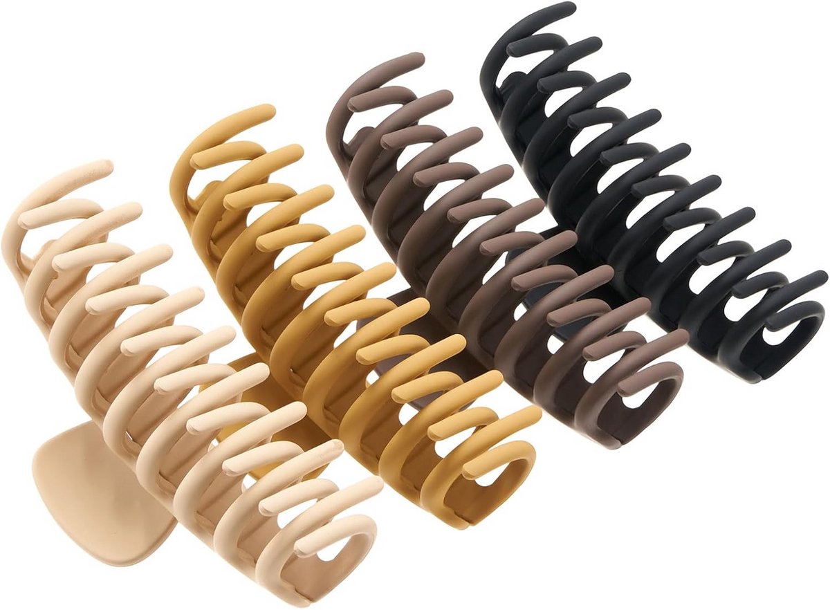 4x Grote Haarclips Damesset - Sterke Anti-Slip Klem voor Dik en Dun Haar