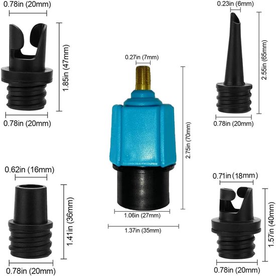 Universele Luchtpomp Adapter voor SUP, Opblaasbare Boten en Luchtbedden - 4 Nozzles Inclusief van Merkloos — afbeelding 2