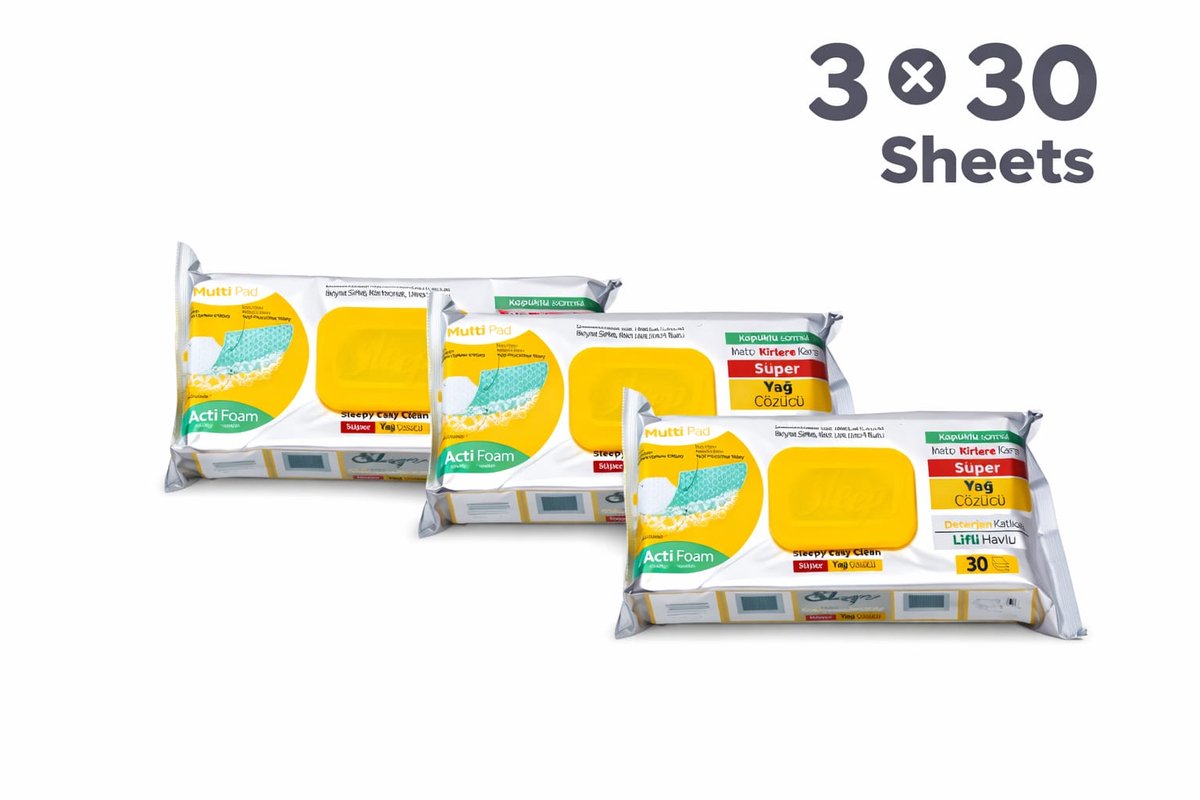 Sleepy Easy Clean Degreasing Cleaning Wipes 3×30 Sheets – Kitchen Grease Remover Wipes – Multi Surface Cleaning Cloths