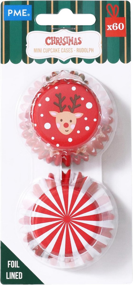 Set van 60 Mini Bakvormpjes met Aluminium Coating voor Rudolph Taartjes