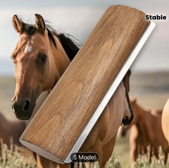 Houten Paarden borstel, Houten grooming Tool, Roestvrij Staal Tanden Bruidegom Borstel, Ergonomische Lange Handvat, Pijnloos Verwijderen Voor Kort & Lang Haar