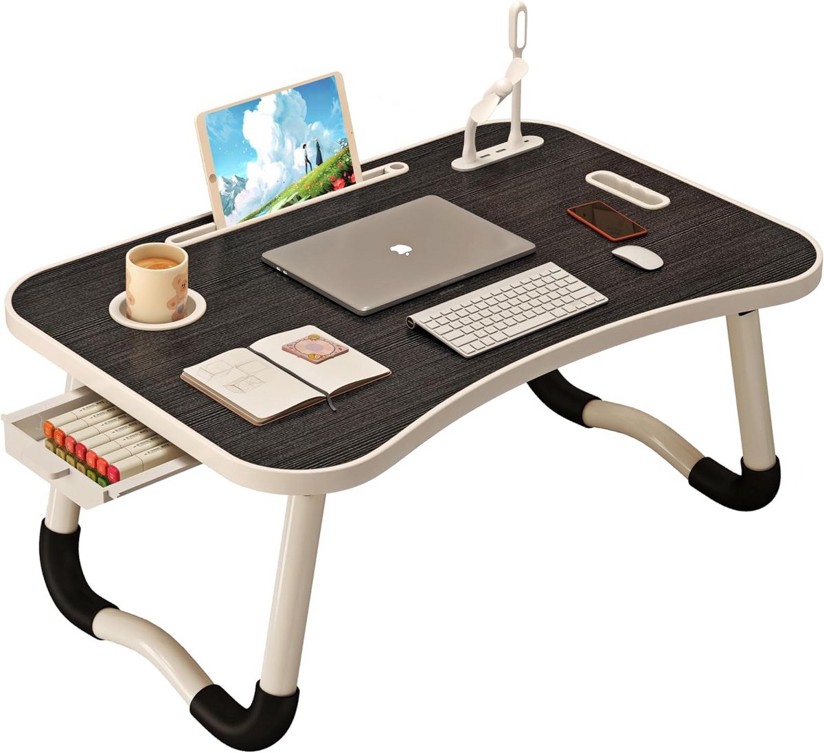 Opvouwbare Laptopstandaard met USB-poort - Draagbaar Schootbureau voor Bed, Bank en Bureau