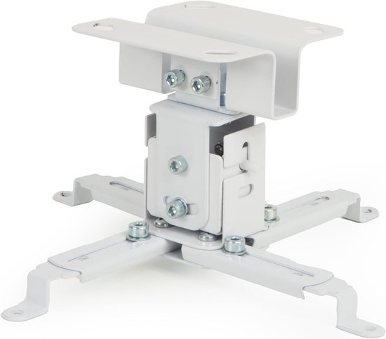 Universele plafondbeugel beamer projector met 360° draaibaar, kantelbaar, max 15 kg, laag profiel, wit staal