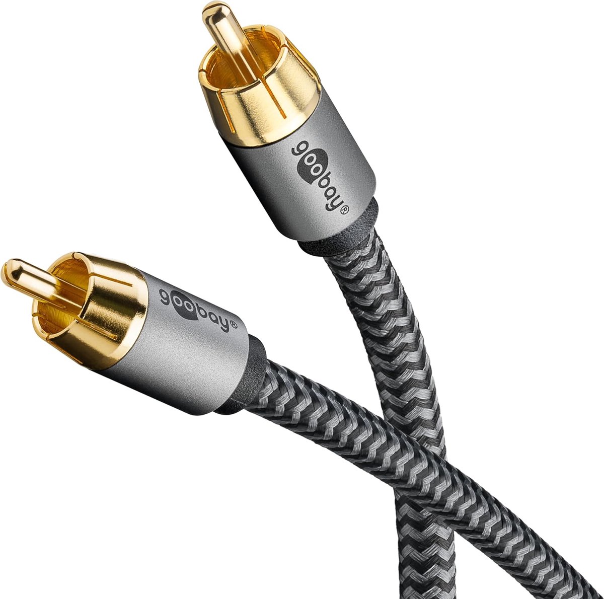 Mono RCA Kabel 10 Meter voor Subwoofer en Hifi - Vergulde Connectoren en Flexibele Textielmantel