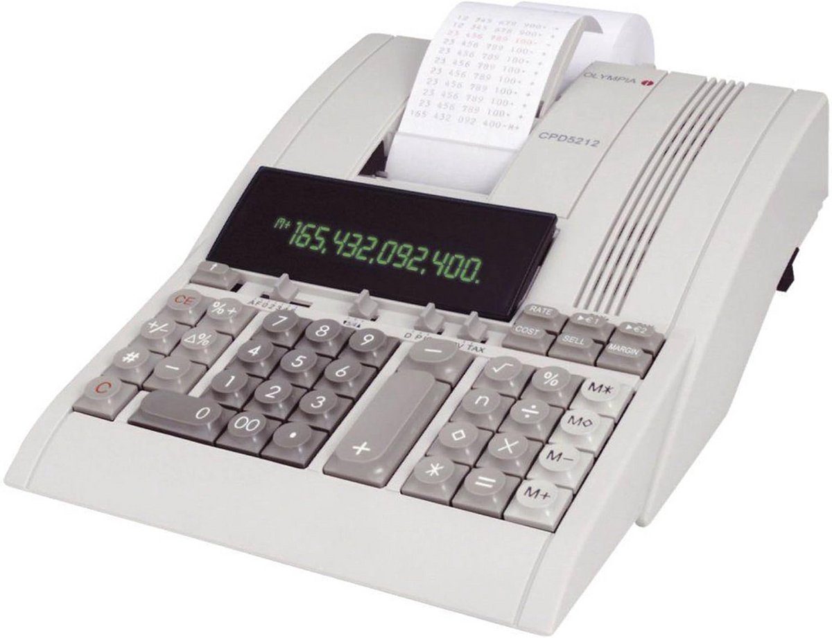Professionele 12-cijferige rekenmachine met 2-kleurenprinter en valutaomrekening