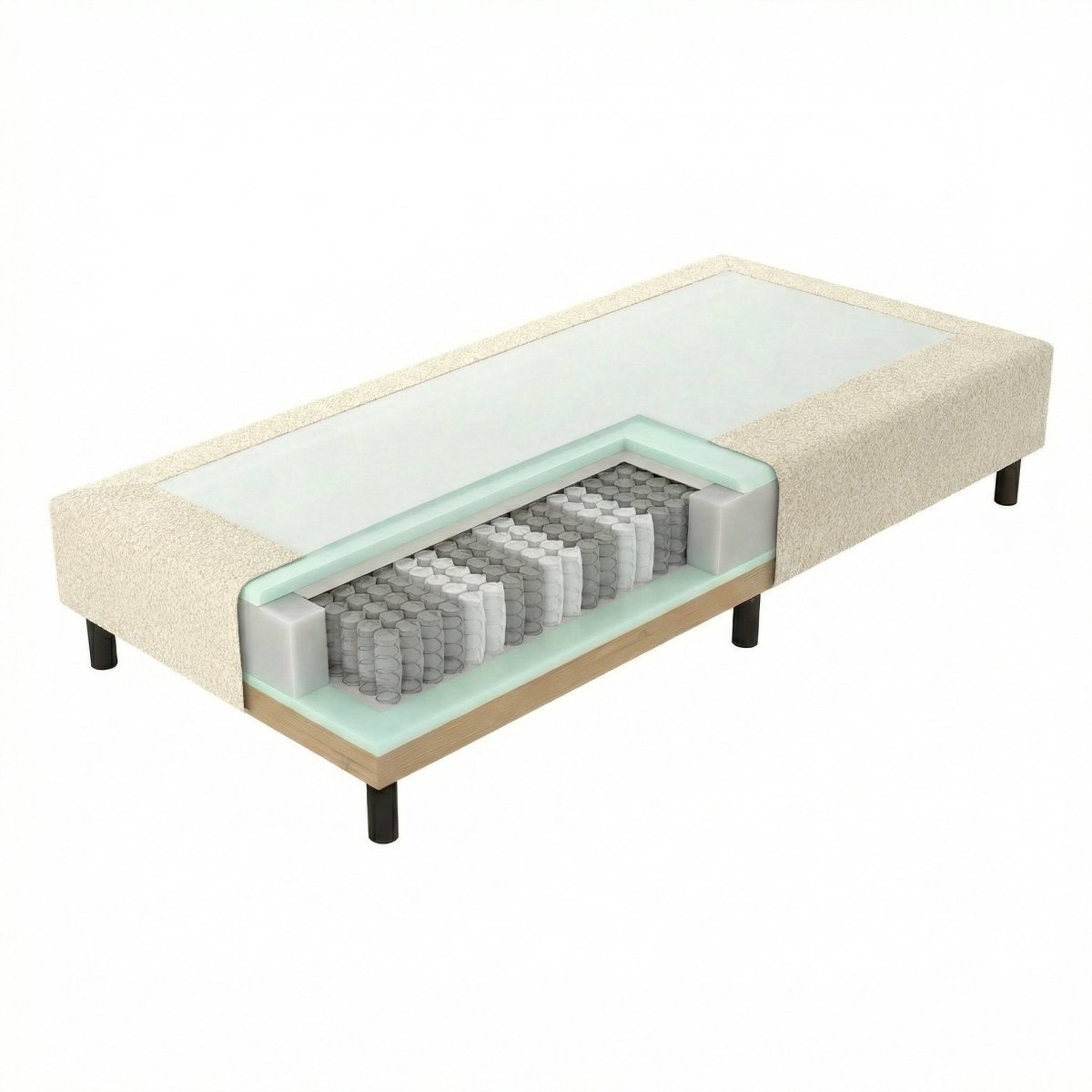 Mörgenn Pocket Boxspring - Losse onderbox met pocketvering - Hotelkwaliteit - Teddy Beige - 100x210 - 30cm hoog