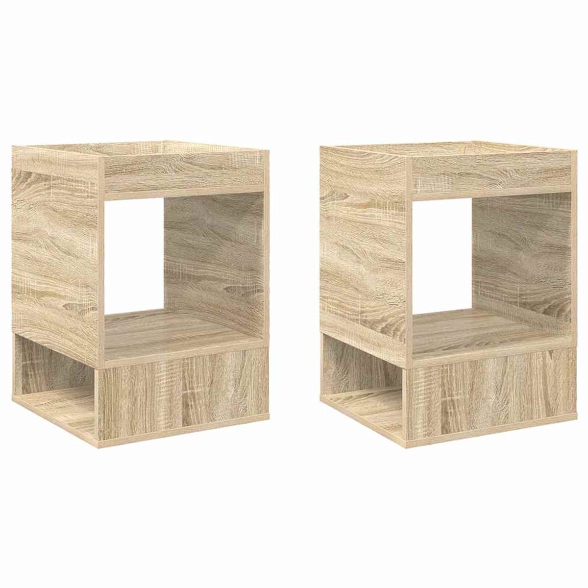 vidaXL Bijzettafel - 2 - st - Sonoma - Eik - 40 - x - 40 - x - 56 - cm - Bewerkt - hout Sonoma eiken