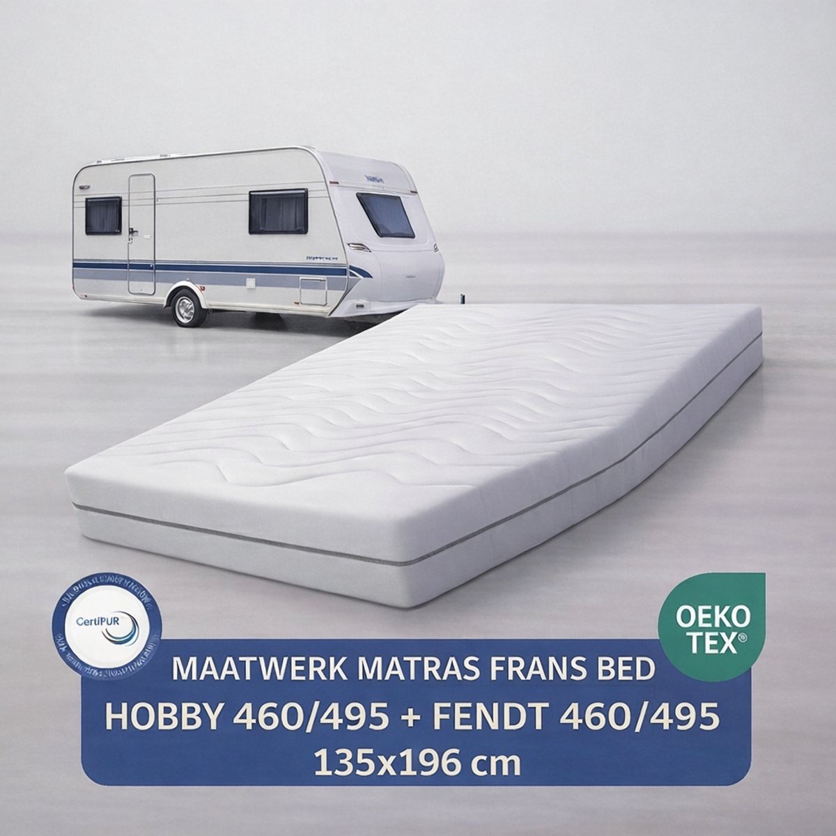 Easy Bedden EasyBedden® Matras Fransbed opmaat caravan matras Venus 135x196 Koudschuim HR45 circa 16 cm Wit
