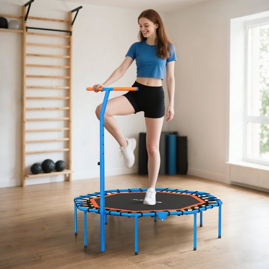 REDOM - Fitnesstrampoline - Verstelbare Handgreep - Opvouwbaar - Voor Binnen - Kunststof - Zwart