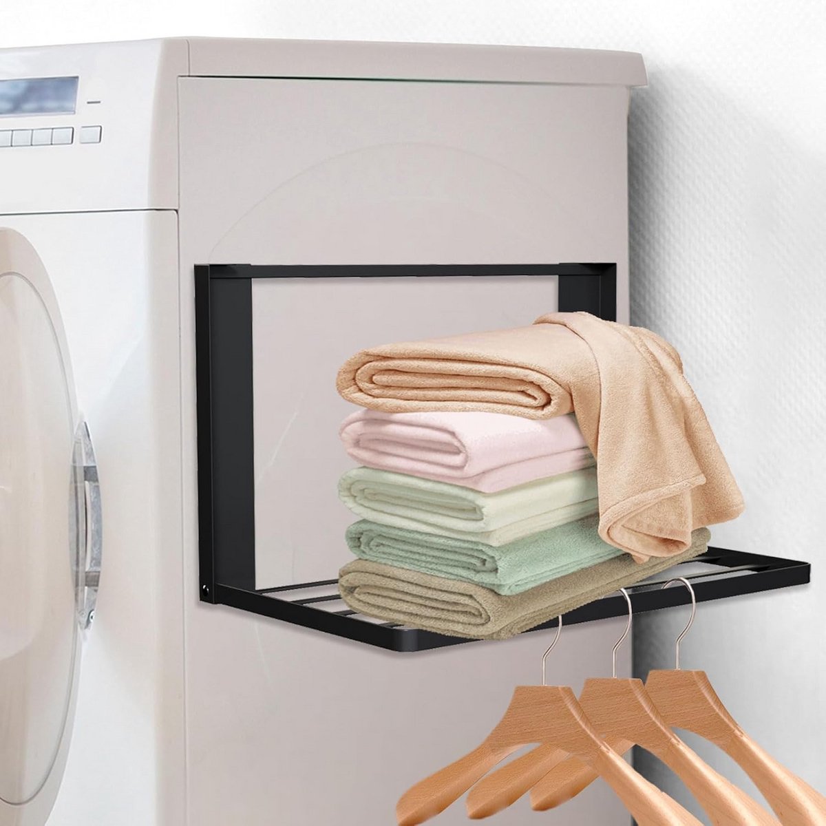 Magnetische Opvouwbare Opbergplank voor Wasmachine en Koelkast - Zwart