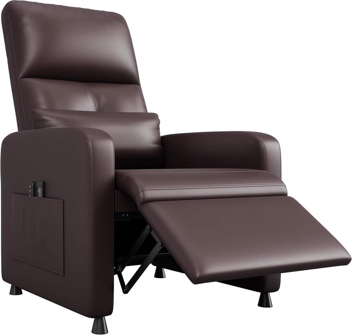 Elektrische fauteuil - Ergonomische eenpersoonsbank van kunstleer - Verstelbare massagestoel - Verstelbare fauteuil, gewatteerde zitting - Brede armleuningen, hoge rugleuning en zijvak - 102 × 83 × 76 cm