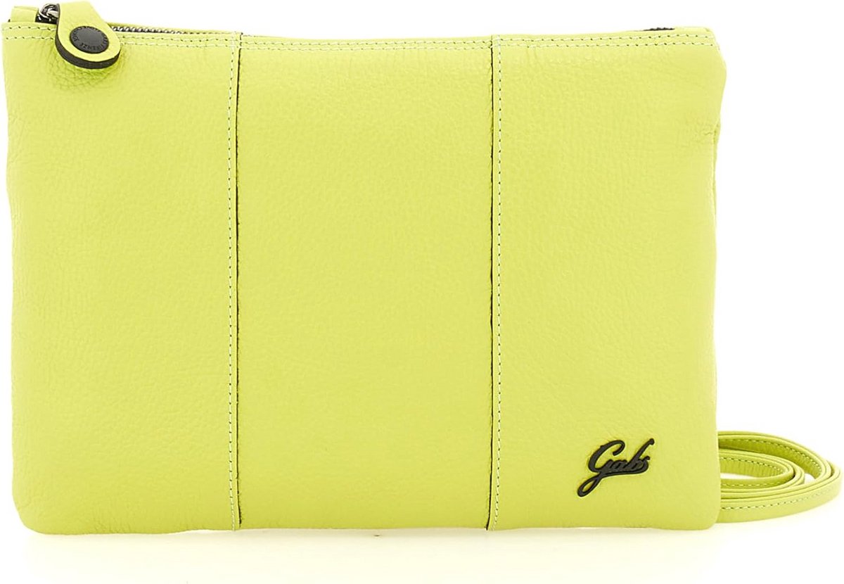 Leren Clutch Tas met Verstelbare Schouderriem voor Dames Zwart en Limoengeel