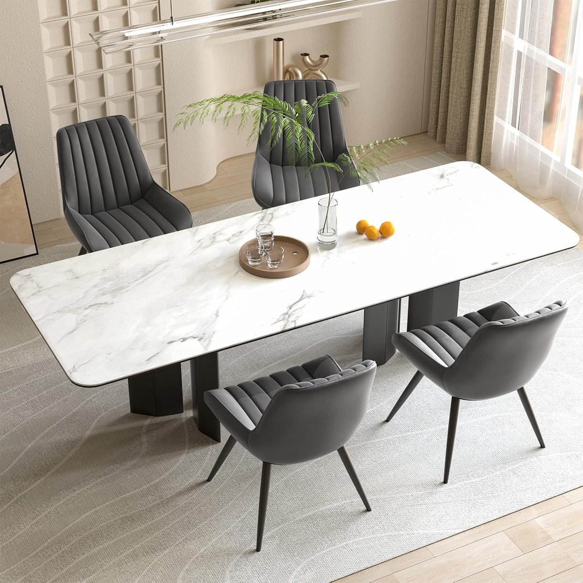 Eetkamerstoelen Set van 2 – Gestoffeerde Moderne Stoelen met Ergonomische Rugleuning en 10