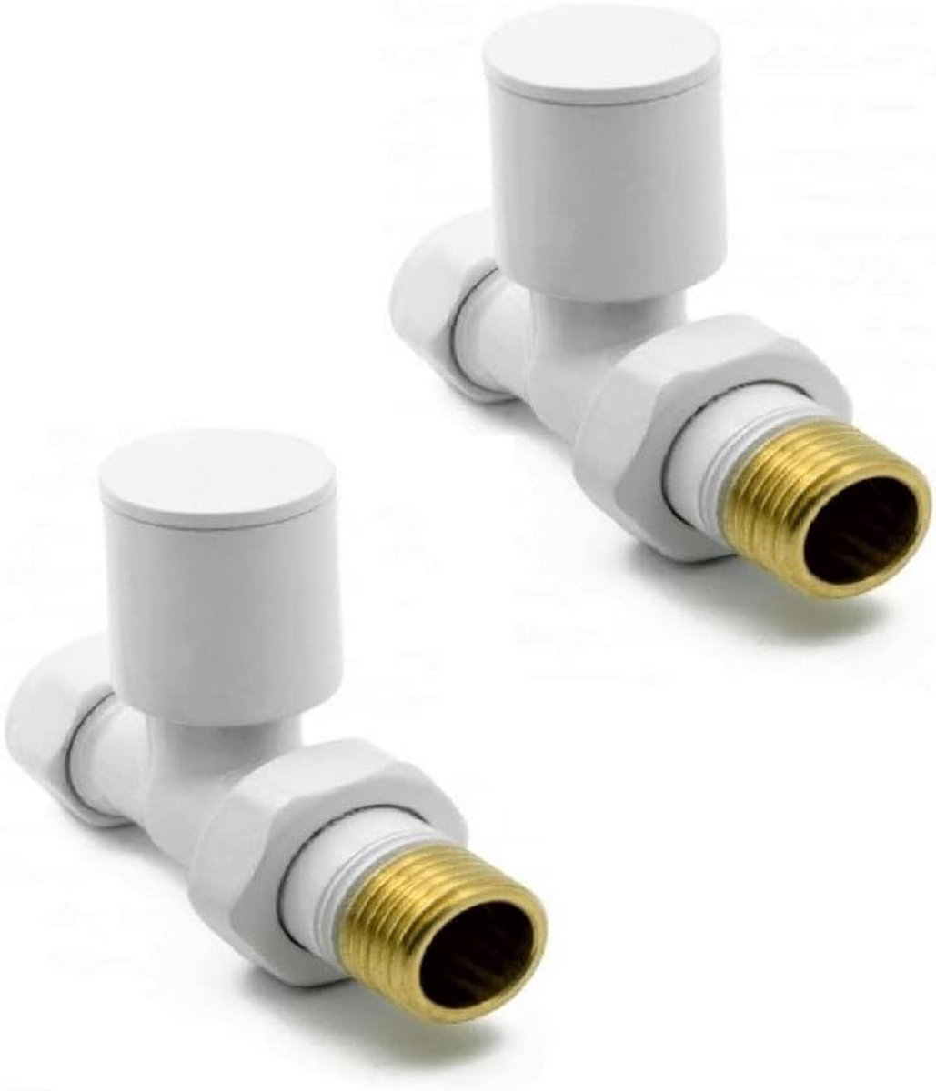 Handdoekradiator Ventielset - Rechte Witte Radiator Knoppen voor Verwarming