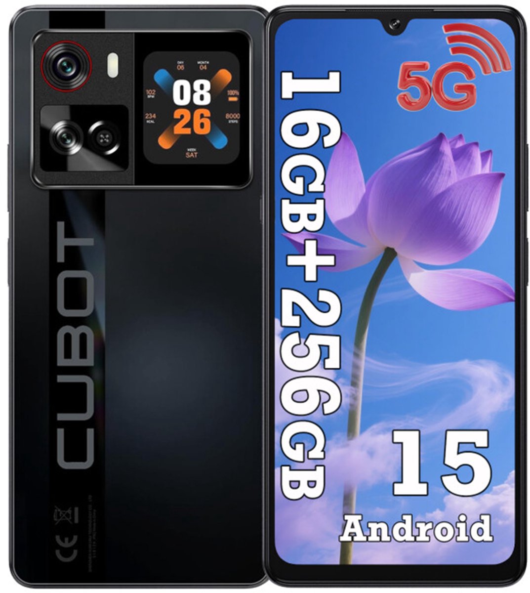 CUBOT X100 Smartphone - 5G - 16GB RAM - 256GB ROM - 5100 mAh - 6.88 inch 120Hz - Android 15 - NFC - OTG - Zwart