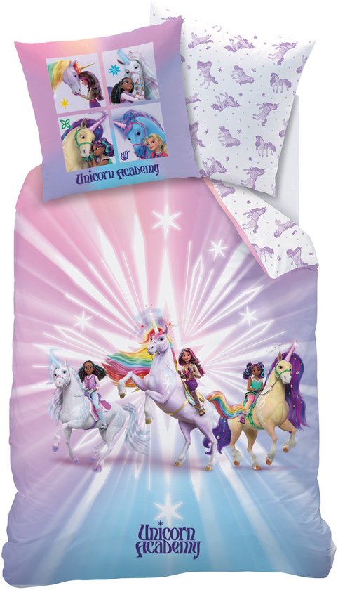 Unicorn Academy Dekbedovertrek Stars - 140 x 200 + 63 x 63 cm - Katoen