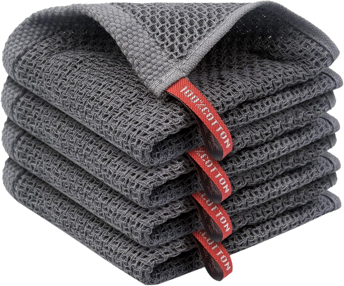 Set van 4 Katoenen Keukendoeken - 30x30 cm - Zeer Absorberend en Sneldrogend