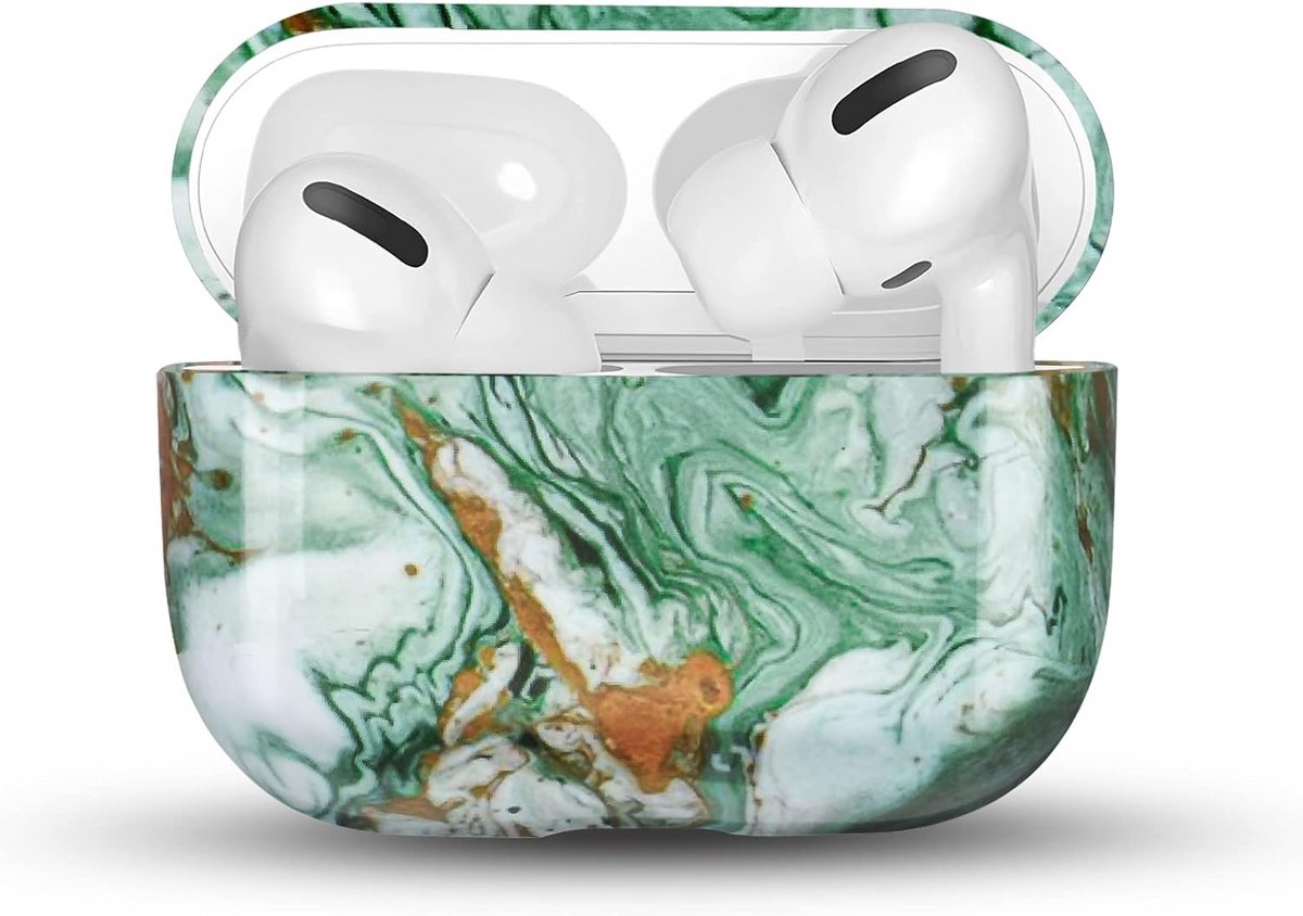 Stevige Marble Hardcase voor AirPods Pro Oplaadcase - Schokbestendige Beschermhoes Groen