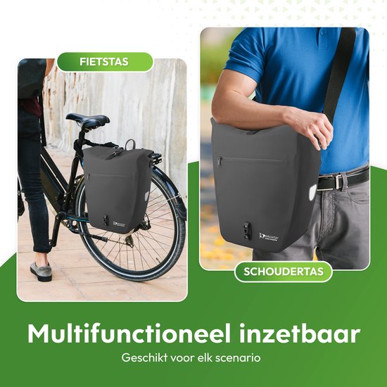 Ekostar® Enkele 2-in-1 Fietstas - Duurzaam & Waterdicht TPU - 24-31 L - Zwart - Met Laptopvak & Reflectoren van Merkloos — afbeelding 4