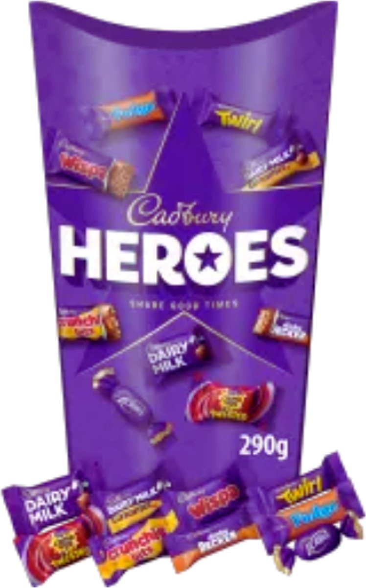 Cadbury Heroes Share Box - (UK) - Dairy Milk - Creme Egg - Crunchie - Wispa - Caramel - Eclair - Twirl