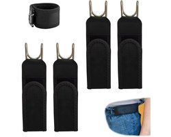 4 Stuks Gesploze Riem - Comfort / Elastische Riem Zonder Gesp met Verstelbare Tactische Metalen Haak - Broekriem Zonder Gesp - Gespvrije Riem - Rekbare Broekriem - Unisex Onzichtbare - Riem Zonder Gesp voor Werk en Dagelijks Gebruik - Zwart