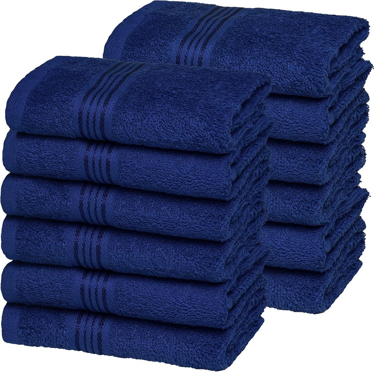 Set van 12 Zachte Katoenen Washandjes (30x30 cm) - Luxe Gezichtshanddoeken Marineblauw