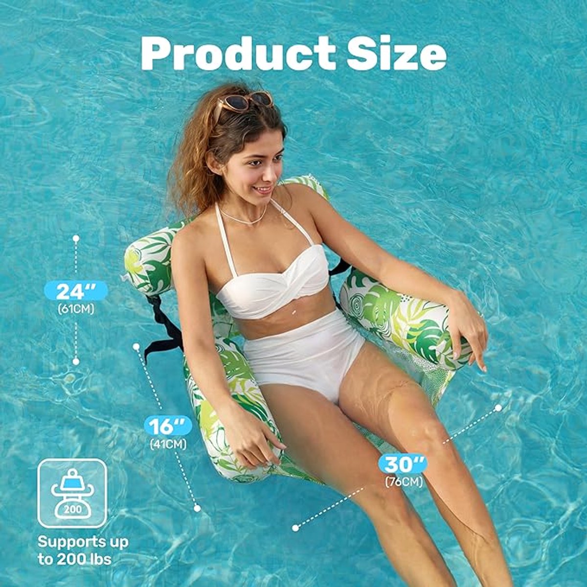 Opblaasbare zwembadmatrassen voor volwassenen, set van 2 drijvende ligstoelen, robuust opblaasbaar zwembadoppervlak voor volwassenen, perfect voor feestjes, zomerse watersporten, strandplezier en drijvende stoelen aan het meer. – foto 3