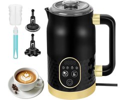 Elektrische Melkopschuimer 4-in-1 Met Temperatuurregeling - Automatische Melkschuimer Voor Warm En Koud Melkschuim - Melkverwarmer Met 2 Gardes Voor Cappuccino Latte Macchiato En Warme Chocolade