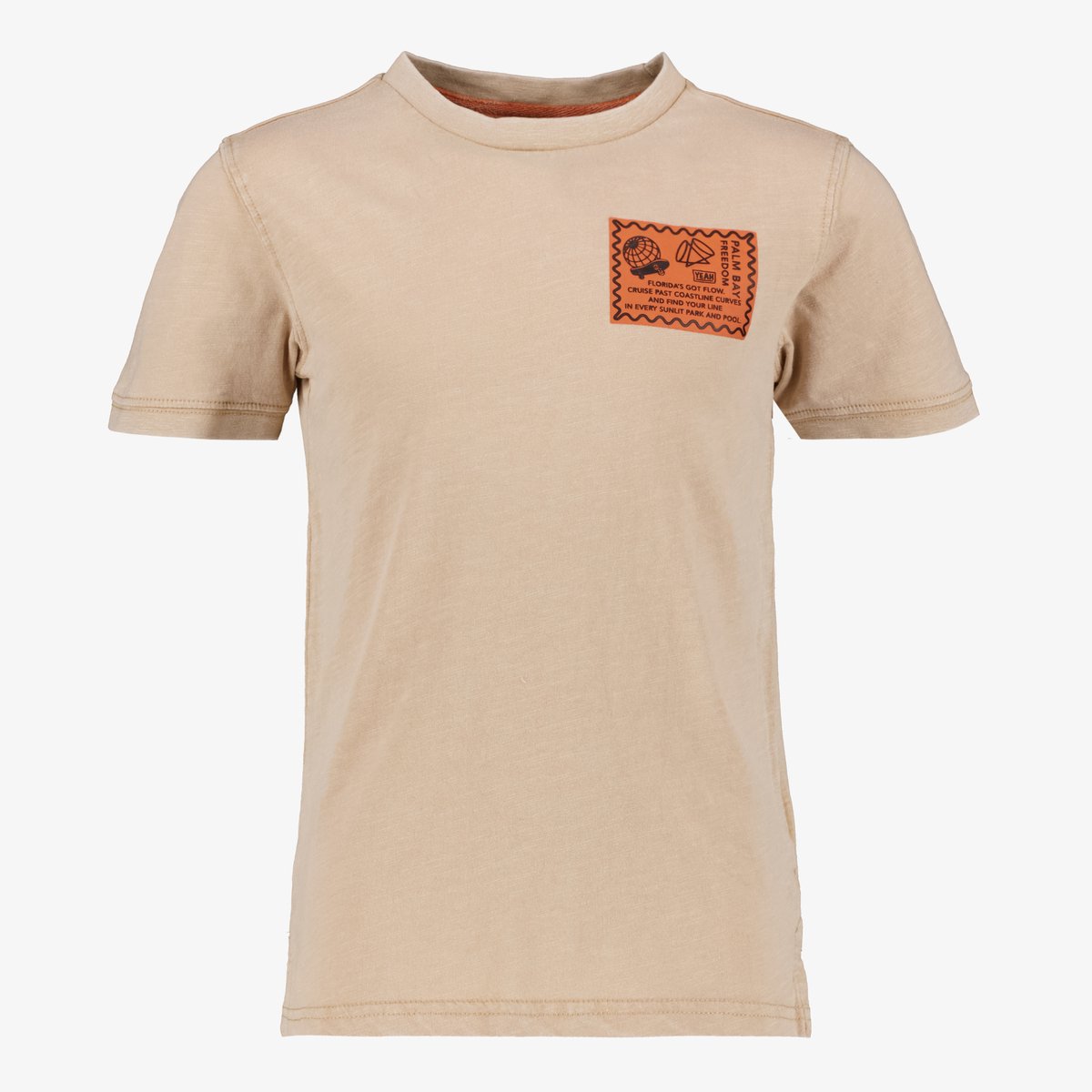 Unsigned jongens T-shirt met backprint beige - Maat 170