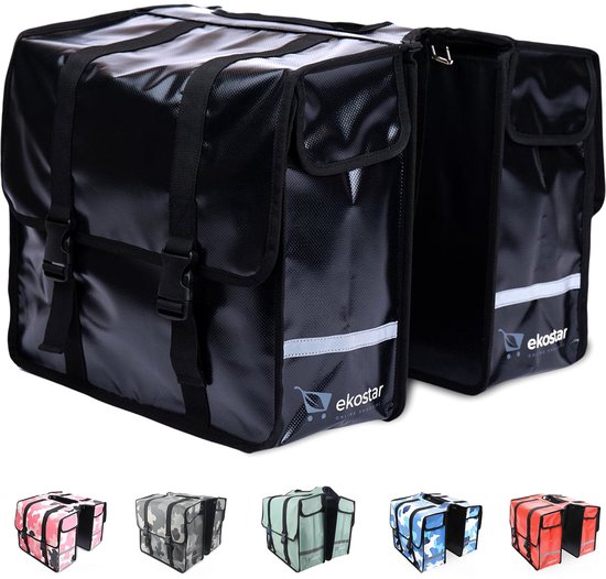 Ekostar® Fietstas Dubbel 46L- Waterdicht materiaal - Zwart - Fietstassen Elektrische Fietsen