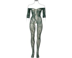 Le Désir by Shots Sexy Kant Lange Mouwen Bodystocking - Koninginmaat - Groen