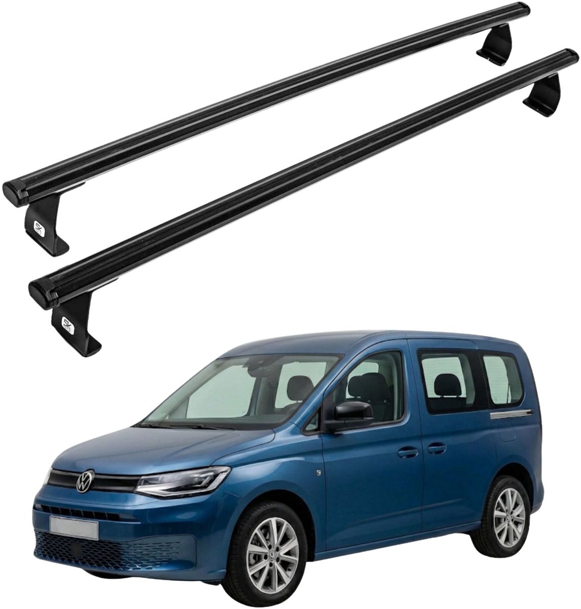 Dakdrager voor Volkswagen Caddy van 2003 tot 2020, lichtgewicht aluminium, zwart.