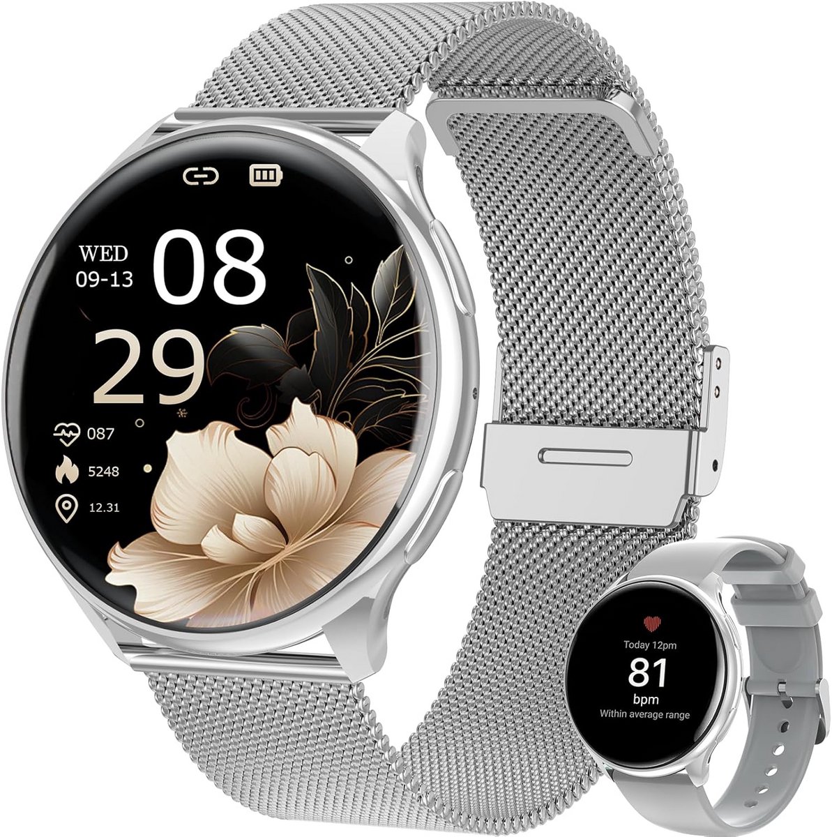 Ronde Smartwatch 1.39 Inch met SpO2, Hartslagmeter en Slaapmonitoring - Fitness Tracker voor iOS & Android