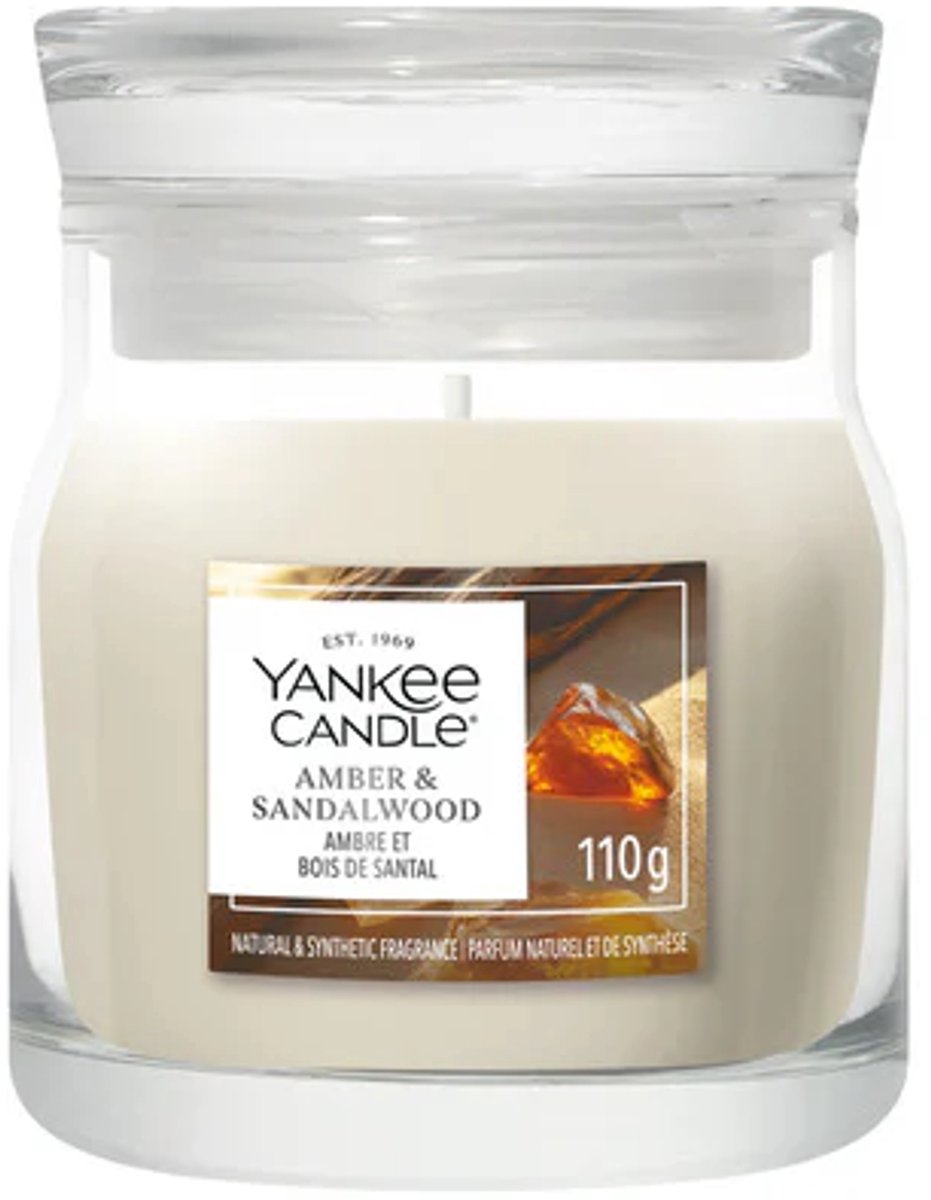 Yankee Candle - Amber & Sandalwood Small Jar Geurkaars - tot 30 branduren