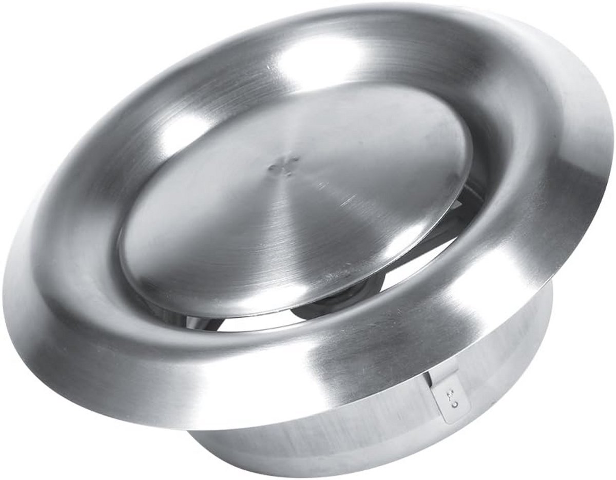 Ronde RVS Ventilatieventiel - Verstelbare Rooster voor Muur en Plafond - Diameter 100mm