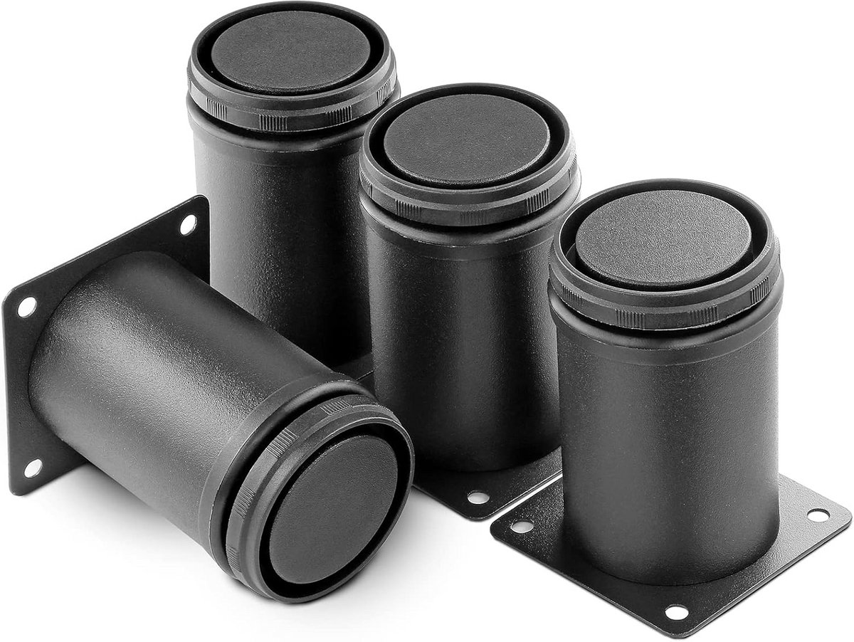 Verstelbare Metalen Meubelpoten Zwart 80mm Hoogte Voor Kast en Tafel, Set van 4