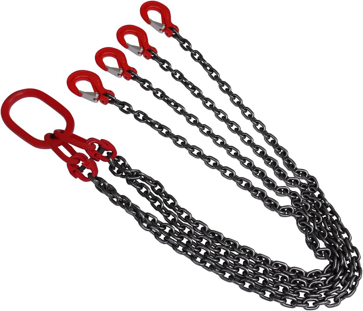 Stevige 4-Strands Hefketting met Haak - 1.5 Meter - 5 Ton Draagvermogen